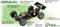 'RC-auto met borstelloze motor 2300KV, 120A ESC, 4S LiPo, racevleugel, metalen koppeling, XT90 LiPo-connector, racebanden.'