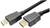 Een zwart HDMI-kabel met twee connectoren, die worden gebruikt voor het overdragen van audio- en videosignalen tussen apparaten.