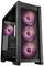 Een zwarte computerbehuizing met glazen zijpaneel toont vier felroze ventilators. Het is geschikt voor gaming-pc's.