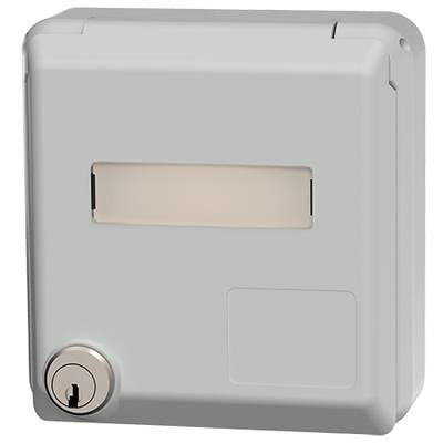 Een vierkante behuizing met slot en brievengleuf, mogelijk geschikt voor buiteninstallaties zoals intercomsystemen of brievenbussen.