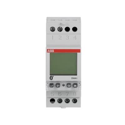 Elektronische tijdmeter van ABB met scherm en toetsen, model 'DWA1', voor het aansturen van apparaten of processen.