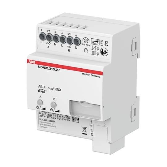 De afbeelding toont een elektrische schakelactor van het merk ABB, model 'UD/S2.315.2.1', met meerdere aansluitklemmen bovenaan.