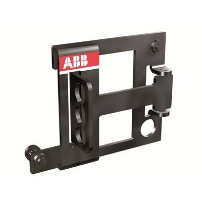 Zwarte ABB-beugel met rood logo. Hij heeft een rechthoekige vorm en meerdere bevestigingspunten.