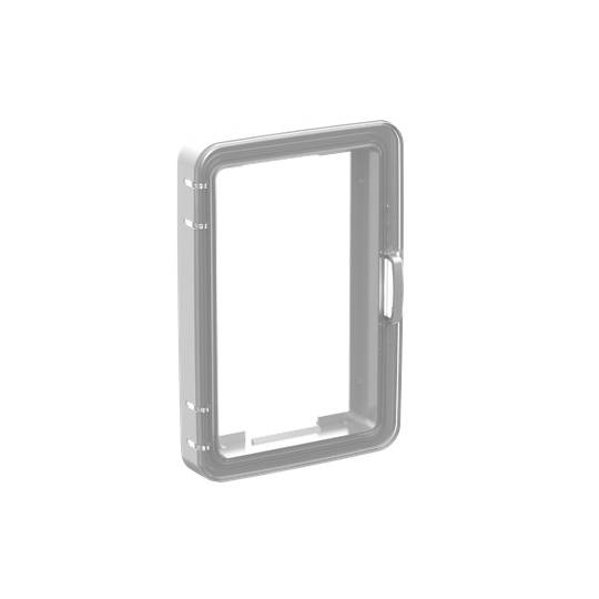 Transparante smartphone-beschermhoes met zijknoppen, geschikt voor rechthoekige apparaten.