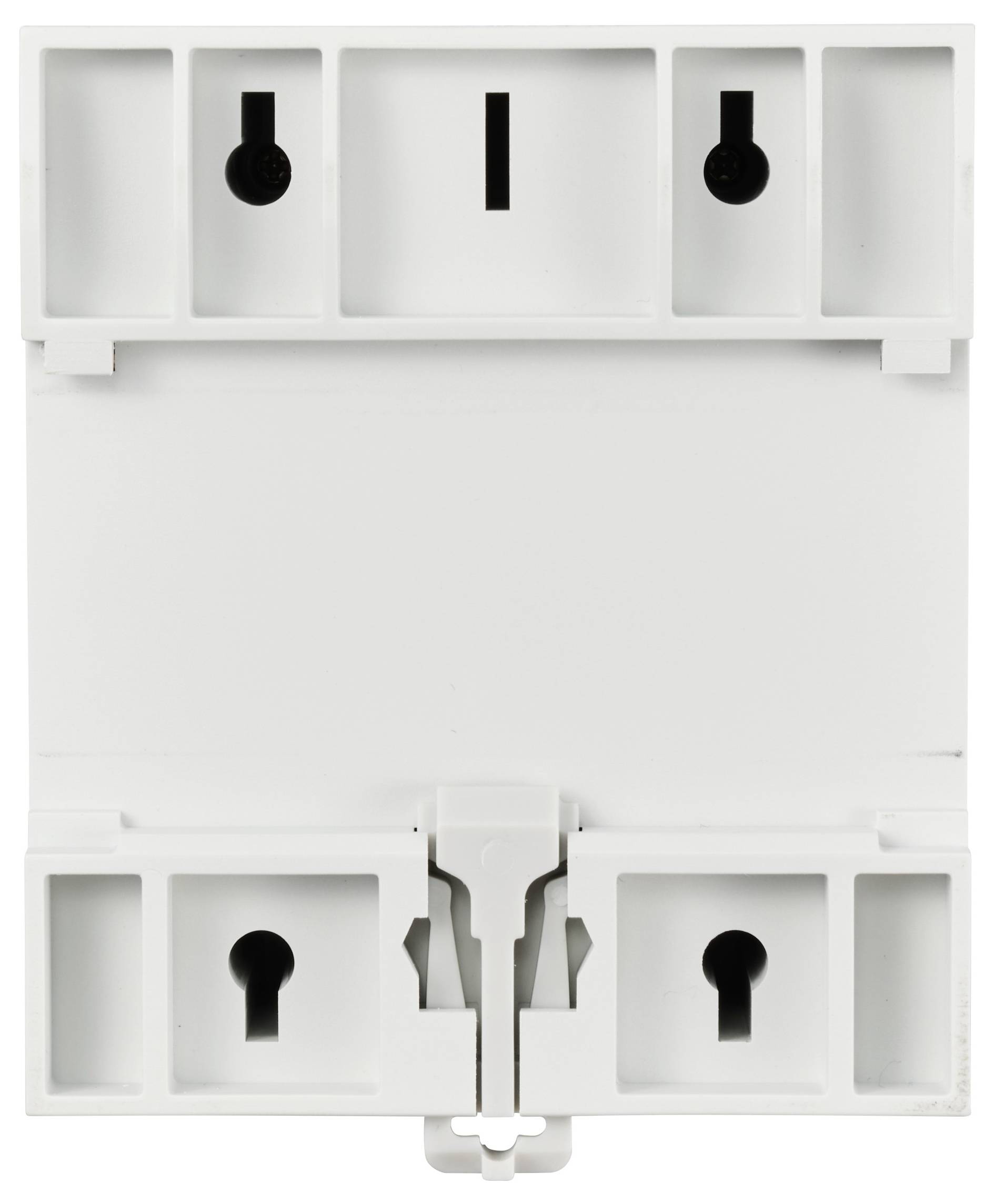 Witte stekkerdoos met drie aansluitingen voor verschillende stekkerformaten, geschikt voor flexibele stroomvoorziening binnenshuis.