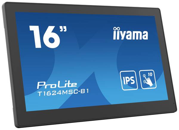 Iiyama ProLite T1624MSC-B1 Touchscreen monitor Energielabel: E (A - G)  39.6 cm (15.6 inch) 1920 x 1080 Pixel 16:9 25 ms HDMI, Audio-Line-out, USB-A 2.0 IPS LCD