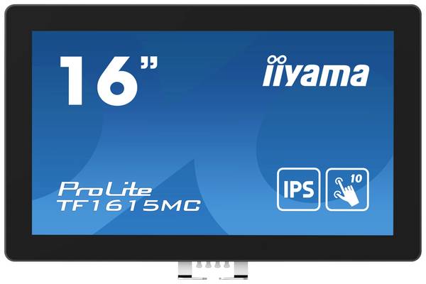 Iiyama ProLite TF1615MC-B1 Touchscreen monitor Energielabel: E (A - G)  39.6 cm (15.6 inch) 1920 x 1080 Pixel 16:9 25 ms HDMI, DisplayPort, VGA, Audio-Line-out IPS LED