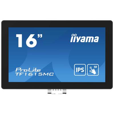 Een 16-inch scherm van het merk iiyama, model ProLite TF1615MC. Kenmerken: IPS-technologie en 10-punts touchfunctie.