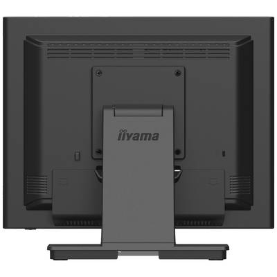 Een monitor van achteren, met de merknaam 'iiyama' zichtbaar op de voet.