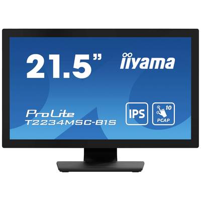 Een 21,5-inch iiyama-monitor met IPS-technologie en PCAP. Model: ProLite T2234MSC-B1S.