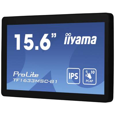 Een 15,6-inch monitor van Iiyama met modelnummer 'ProLite TF1633MSC-B1'. Hij beschikt over IPS-technologie en een 10-punts touchscreen.