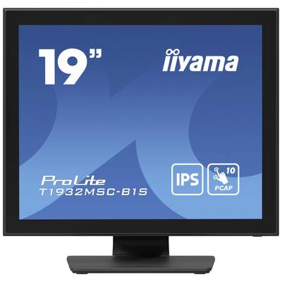 Afbeelding van een 19-inch monitor van het merk iiyama, model 'ProLite T1932MSC-B1S', voorzien van een IPS-scherm en capacitieve aanraaktechnologie.