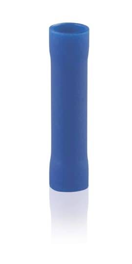 Een blauw, cilindrisch object met een gladde oppervlakte staat rechtop. Het lijkt te zijn vervaardigd van kunststof.