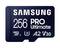 Samsung microSD-kaart, 256 GB, PRO Ultimate, snelheidsklasse U3, A2, V30, voor hoge prestaties en snelle gegevensoverdracht.
