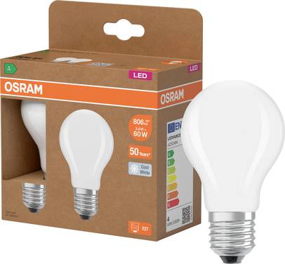 OSRAM HOMELIGHTING 4099854259777 LED-lamp Energielabel A (A - G) E27 Peer 3.8 W = 60 W Neutraalwit (Ø x h) 60 mm x 60 mm  2 stuk(s)