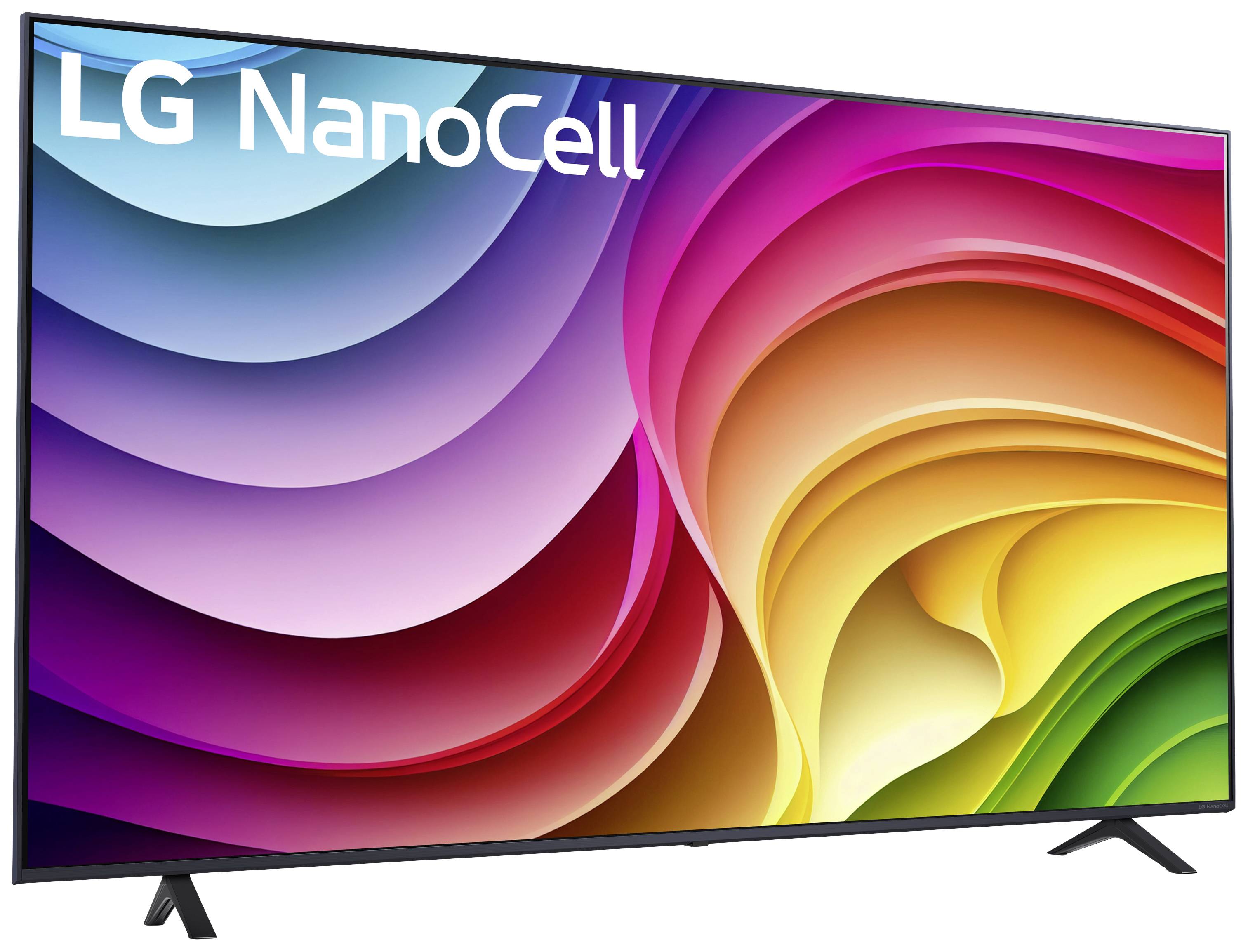 Een kleurrijk patroon op een LG NanoCell-televisie dat de levendige kleurweergave van het scherm illustreert.