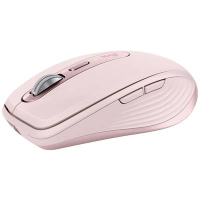Een draadloze, roze computermuis met scrollwiel en zijtoetsen, ideaal voor ergonomisch gebruik en mobiel werken.