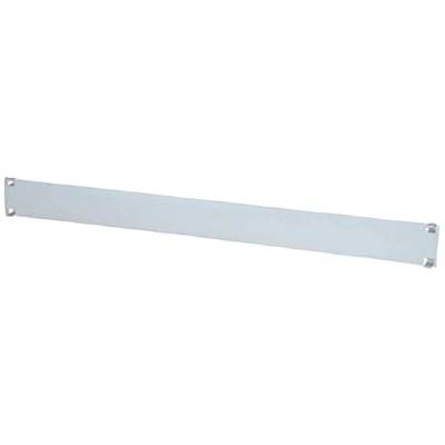 Leeg 19-inch rack blindpaneel, rechthoekig, metallisch, met vier bevestigingsgaten in de hoeken.