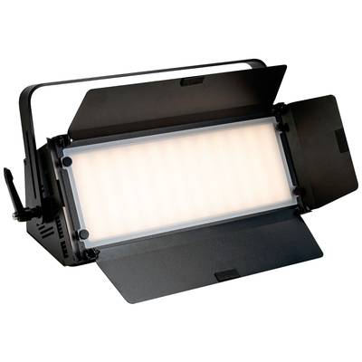 Studiolamp met rechthoekig, schuin frame en verstelbare lichtschuiven voor het sturen van de verlichtingsrichting.