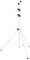 Wit, driepootstatief met verstelbare hoogte, geschikt voor camera's of verlichting.
