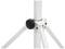 Driepoot statief in het wit met centraal buisframe, zwarte handgreep voor hoogteregeling, robuust ontwerp voor stabiele ondersteuning.