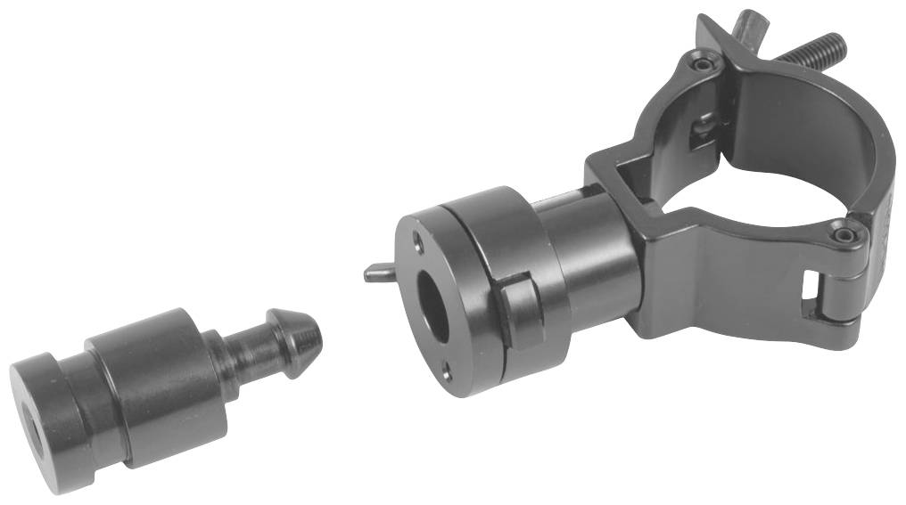 Metalen onderdeel met schroeven, waarschijnlijk een beugel of bevestigingselement voor een buis of stang, bestaande uit twee componenten.