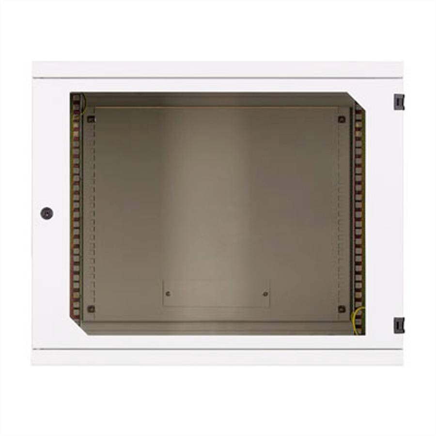 Lege witte wandkast met glazen deur, geschikt voor elektrotechnische installaties.