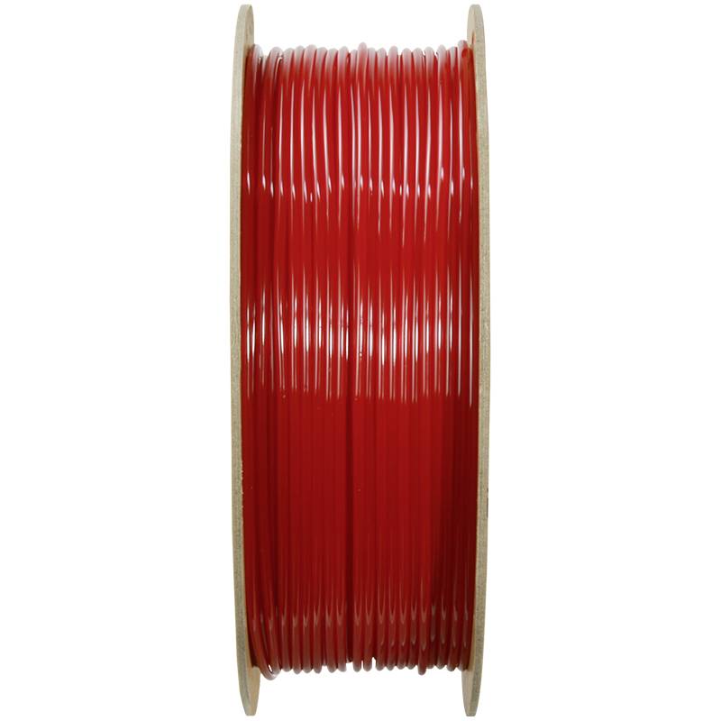 Een spoel met rood 3D-printer-filament.