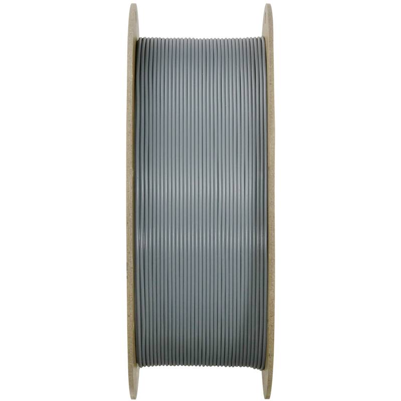 Een grote spoel met grijs kabel, verticaal geplaatst in het midden van de afbeelding, houten zijpanelen zichtbaar.