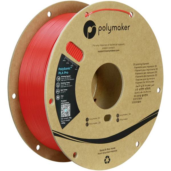 Polymaker PA13005 PA13005 Filament PLA+ Highspeed filament, Slagvast 1.75 mm 1000 g Rood PolySonic™ 1 stuk(s)
