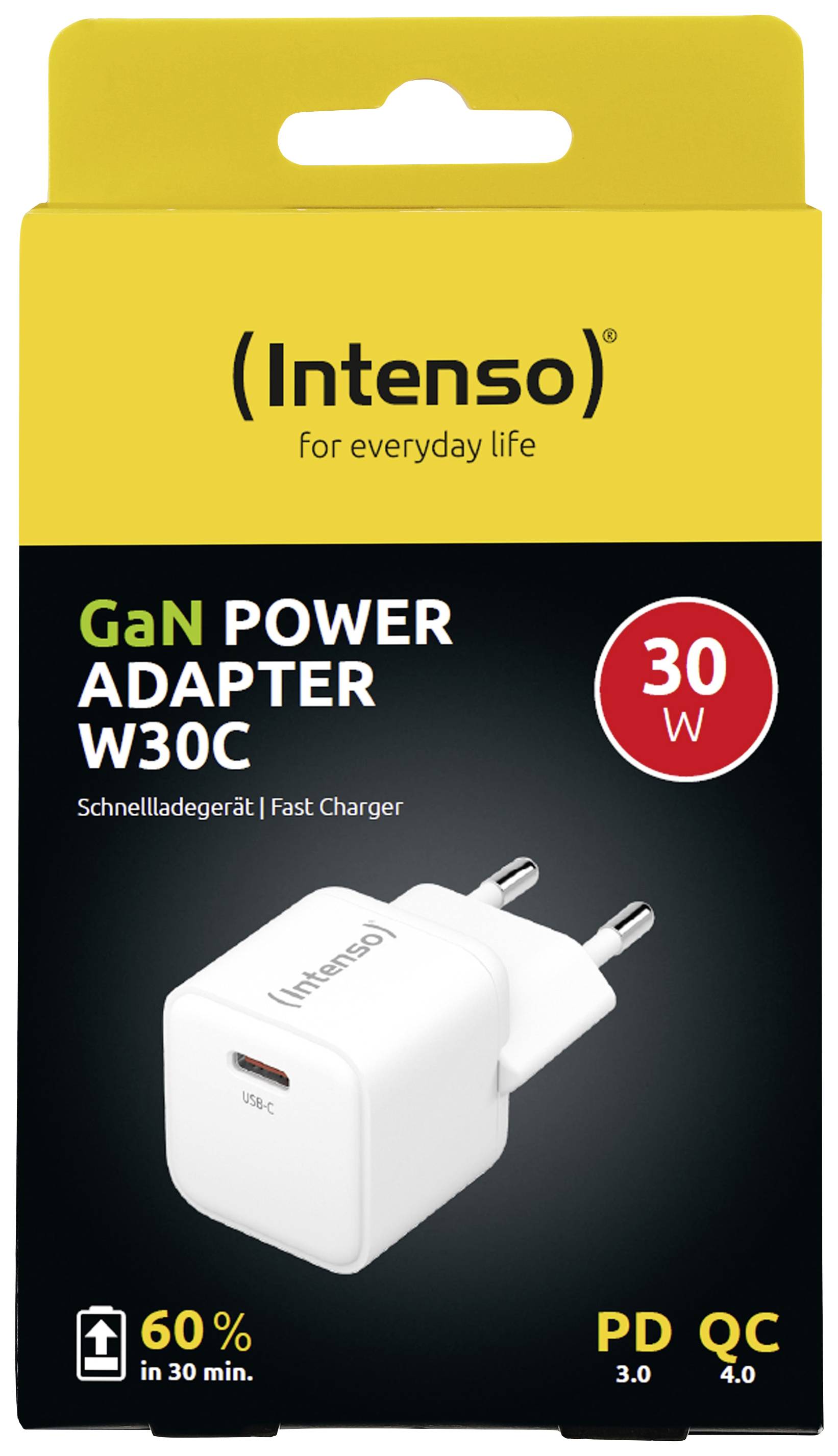 Intenso Voedingsadapter 1x USB-C 30W GaN Wit-1