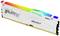Een witte Kingston Fury Beast DDR5-RAM-module met RGB-verlichting die overgaat van rood naar geel, groen en blauw.