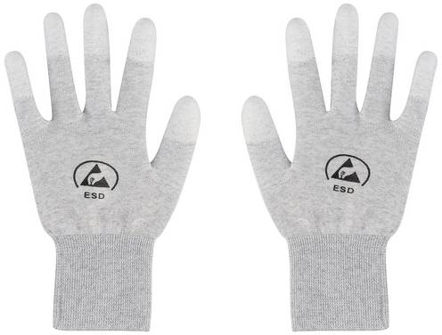 TRU COMPONENTS TC-12539848 ESD-handschoenen Lichtgrijs Maat: L Polyamidevezels, PU-coating  1 paar