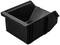 Zwarte kunststof container met afgeschuinde randen en versterkte structuur, leeg, voor veelzijdige opslagmogelijkheden.