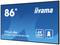 Blauwe monitor met de tekst '86"' en 'iiyama'. Onderaan 'ProLite LH8675UHS-B1AG' en symbolen voor 4K UHD en gebruiker.