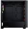 Een open pc-behuizing met meerdere ventilatoren die RGB-verlichting hebben. Het toont veel ruimte voor componentenmontage.