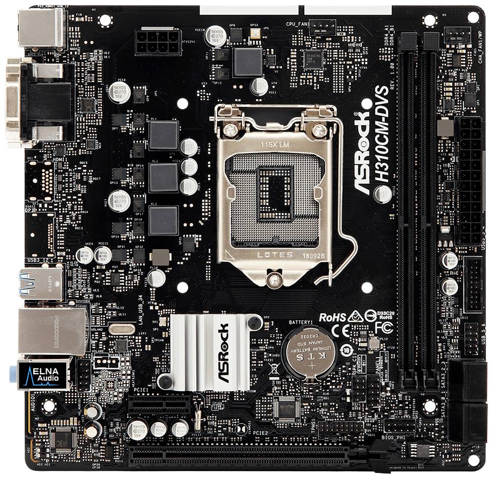 ASRock H310CM-DVS Moederbord Socket Intel LGA 1151 Vormfactor Micro-ATX Moederbord chipset Intel® H310-1
