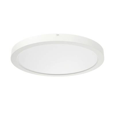Een rond, wit plafondlicht met een eenvoudig, modern design, geschikt voor woon- of kantoorruimtes.