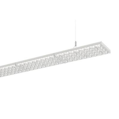 Lange, rechthoekig LED-paneel voor plafondmontage, modern en minimalistisch ontworpen, ideaal voor kantoorverlichting.