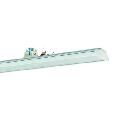 Een langwerpige LED-lamp met een minimalistische constructie. Hij heeft een strak design en is geschikt voor plafondmontage.