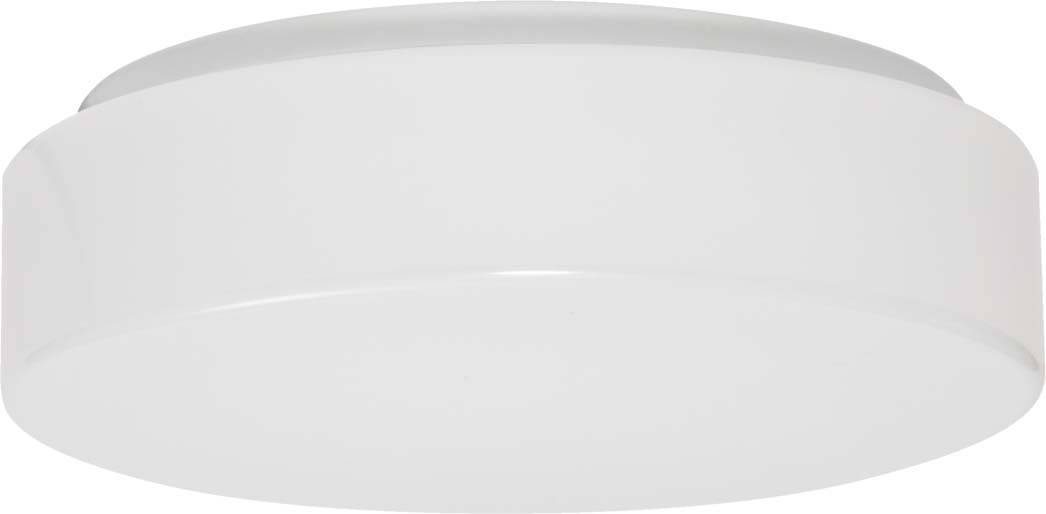 Een ronde, witte plafondlamp met een gladde oppervlakte. Ideaal voor minimalistische interieurs.
