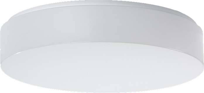 Ronde, witte plafondlamp met een strak, modern design.