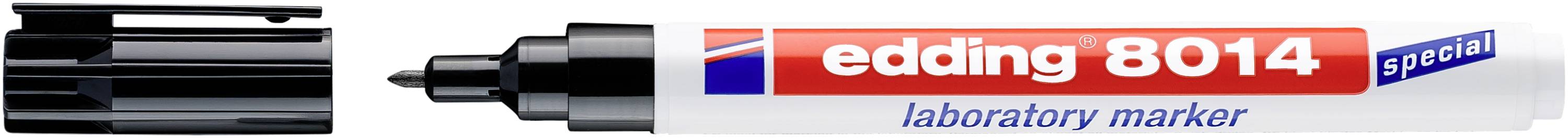 Edding 8014 speciale laboratoriummarker met afgezette dop, geschikt voor het labelen in een laboratoriumomgeving.