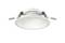 Een ronde inbouwspot in modern design met een wit behuizing en bevestigingsklemmen. Geschikt voor binnenverlichting.