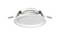 Een witte, ronde LED-plafondspot met zijdelingse bevestigingsklemmen. Geschikt voor moderne binnenverlichting.
