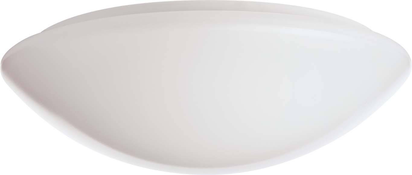 Witte, halfcirkelvormige plafondlamp met een eenvoudige, gladde oppervlakte. Ideaal voor moderne interieurs.