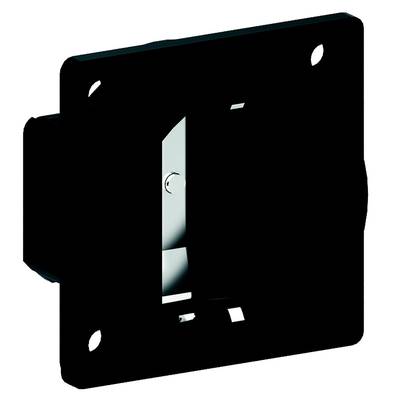 Zwarte rechthoekige wandplaat met een vierkante uitsparing in het midden, gebruikt voor de installatie van elektrische stopcontacten.