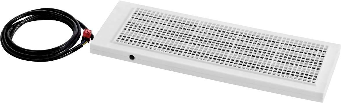 Rechthoekig wit ventilatierooster met zwart snoer, geschikt voor airconditioning of ventilatiesysteem.