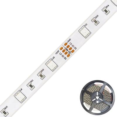 LED-lichtbalk met RGB-kleurbesturing naast een opgerolde LED-strip. Ideaal voor flexibele verlichtingsoplossingen.