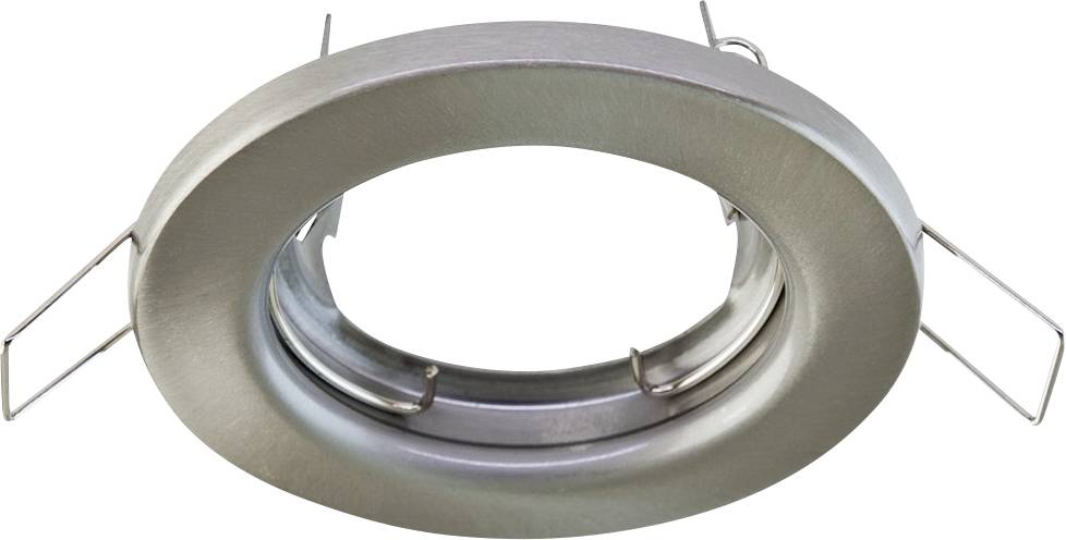 Technische tekening van een rond, ingebed onderdeel met afmetingen. Bovenaanzicht toont diameter en doorsnede toont inbouwdiepte.